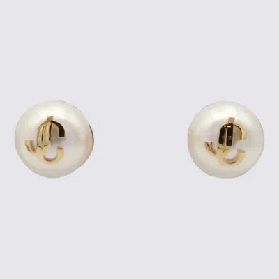 Jimmy Choo White And Gold Earrings In Multi