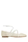 Jimmy Choo Mesh Astoria Ballerinas Ankle Strap In White
