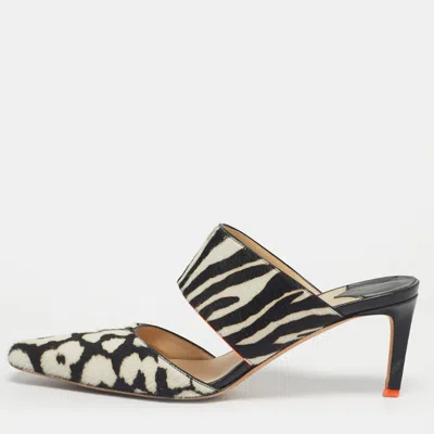 Pre-owned Jimmy Choo White Calf Hair Mules Size 40