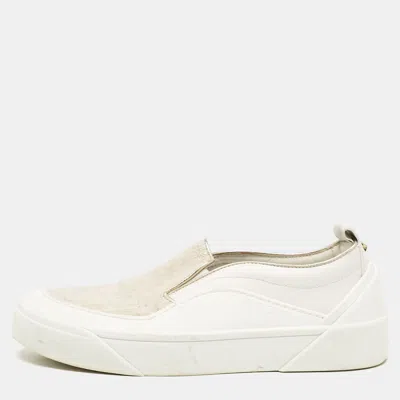 Pre-owned Jimmy Choo White Canvas And Rubber Slip On Sneakers Size 38