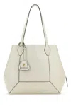 Jimmy Choo Structured Leather Shopping Bag With Diamond Stitching In White