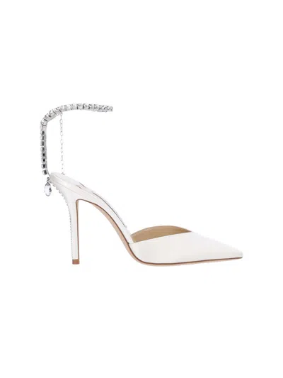 Jimmy Choo White High-heeled Pumps With Rhinestone Ankle Strap
