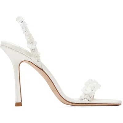 Jimmy Choo Jenn 100mm Daisy-embroidered Satin Slingback Sandals In Neutral