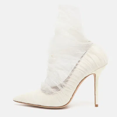 Jimmy Choo White Lace And Mesh Lavish Pointed Toe Pumps