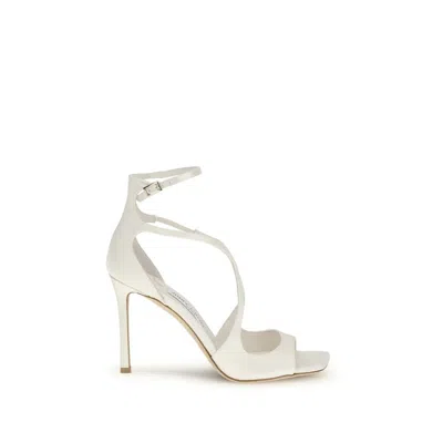 JIMMY CHOO WHITE LAMB OVIS ARIES ARIES STILETTO HEEL SANDALS