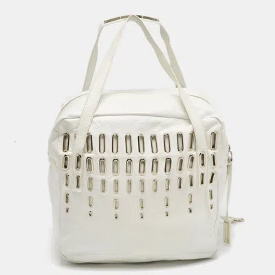 Pre-owned Jimmy Choo White Leather Dessy Satchel