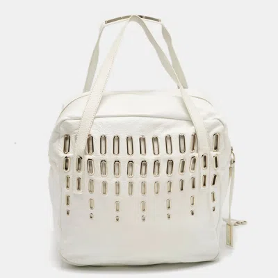 Jimmy Choo White Leather Dessy Satchel