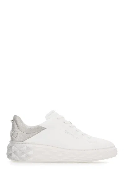 Jimmy Choo White Leather Diamond Maxi/f Ii Sneakers
