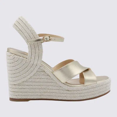 Jimmy Choo White Leather Espadrillas In Gold