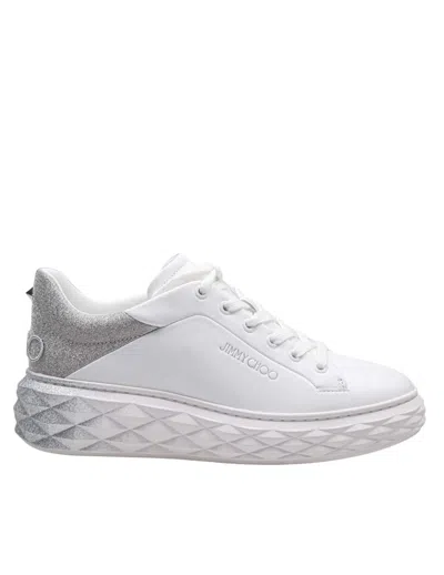 JIMMY CHOO JIMMY CHOO WHITE LEATHER GLITTER DEGRADE' SNEAKERS