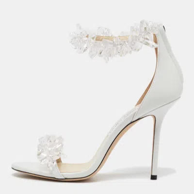 Pre-owned Jimmy Choo White Leather Maisel Sandals Size 40