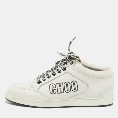 Pre-owned Jimmy Choo White Leather Miami Low Top Sneakers Size 37