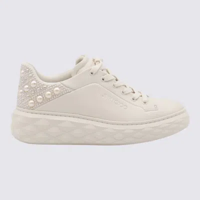 Jimmy Choo White Leather Sneakers In Brown