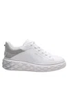 Jimmy Choo Low Top Leather Sneakers With Metallic Heel In White/silver
