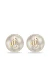 Jimmy Choo Pearl Lobo Earrings Gold-tone Hardware In White