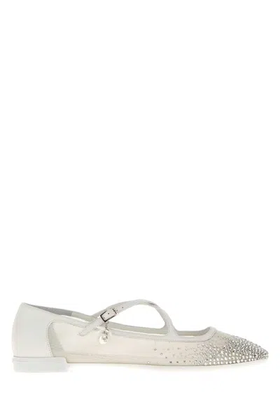 JIMMY CHOO WHITE MESH ELERI BALLERINAS