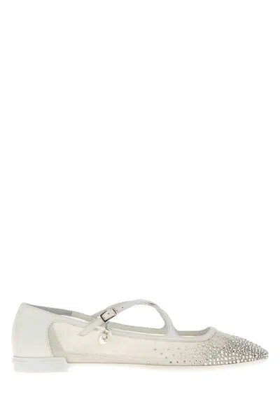 JIMMY CHOO JIMMY CHOO WHITE MESH ELERI BALLERINAS