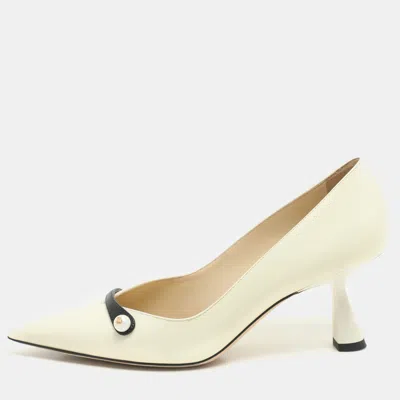 Pre-owned Jimmy Choo White Patent Leather Rosalie Pumps Size 34