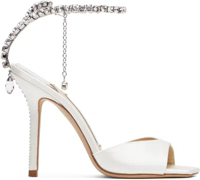 Jimmy Choo White Saeda 100 Heeled Sandals In Ivory/crystal