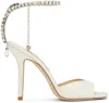 Jimmy Choo Saeda 100 Crystal-embellished Satin Sandals In White