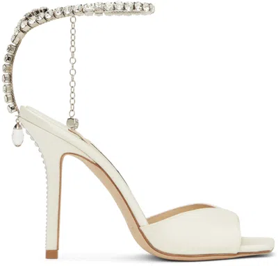 JIMMY CHOO WHITE SAEDA 100 HEELED SANDALS