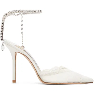 Jimmy Choo ホワイト Saeda 100 ヒール In 000784ivory/crystal
