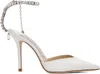 Jimmy Choo Saeda Crystal-embellished Patent-leather Pumps In Ivory/crystal