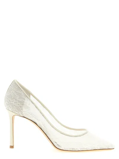 Jimmy Choo White Tencel High Heel Women's Pumps In Animal Print