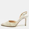 Jimmy Choo White/cream Woven Tilly Pointed Toe Slingback Pumps In Neutral