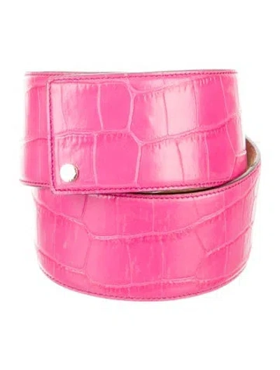 Pre-owned Jimmy Choo Wide Embossed Leather Belt In Pink
