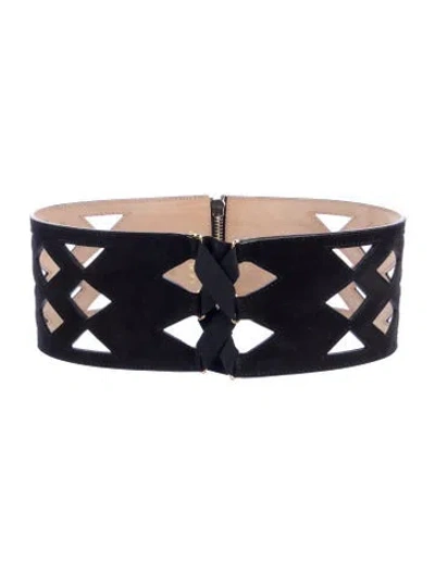 Pre-owned Jimmy Choo Wide Suede Waist Belt In Black