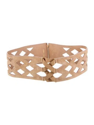 Pre-owned Jimmy Choo Wide Suede Waist Belt In Neutral