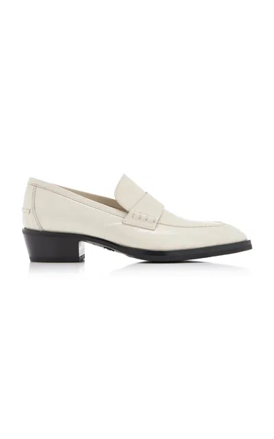 Jimmy Choo Wilder Eel-embossed Leather Loafers In White