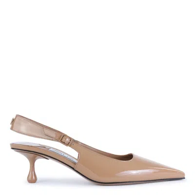 Jimmy Choo Amel 50 Leather Slingback Pumps In Brown
