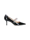 Jimmy Choo Crystal Embellished Heel Shoe In Black