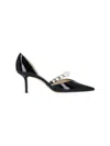 Jimmy Choo Patent Leather Pumps With Faux-pearl Embellishment In Black