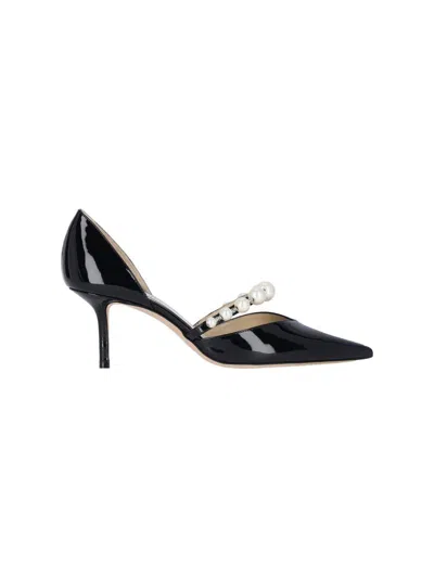 Jimmy Choo Patent Leather Pumps With Faux-pearl Embellishment In Black