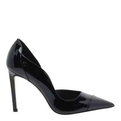 Jimmy Choo Brigitte Black Pumps With Thin Heel In Shiny Leather Woman