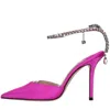 Jimmy Choo Saeda 100 Pink Satin Sandals In Fucsia Vivaci