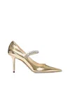 Jimmy Choo Bing Crystals Patent Leather Pumps In Gold