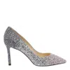 Jimmy Choo Multicolor Glitter Fabric Romy 85 Pumps In Silver
