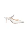 Jimmy Choo Bing 65 Crystal Strap Satin Mules In White