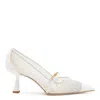 Jimmy Choo Embellished Stiletto Pumps Mesh Panels In White