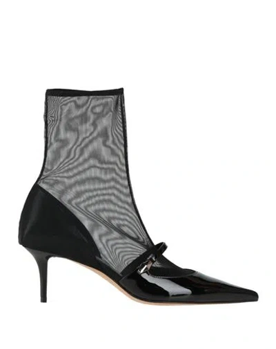 JIMMY CHOO JIMMY CHOO WOMAN ANKLE BOOTS BLACK SIZE 8 LEATHER, TEXTILE FIBERS