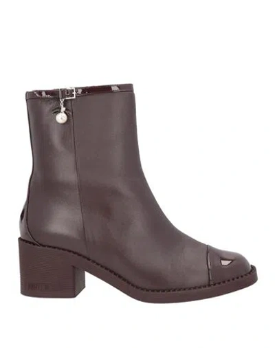 Jimmy Choo Woman Ankle Boots Burgundy Size 8 Leather In Brown