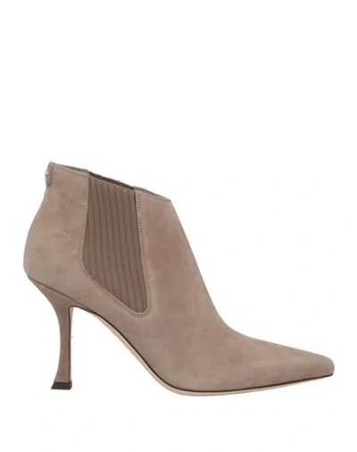 Jimmy Choo Woman Ankle Boots Taupe Size 5 Leather, Textile Fibers In Grey
