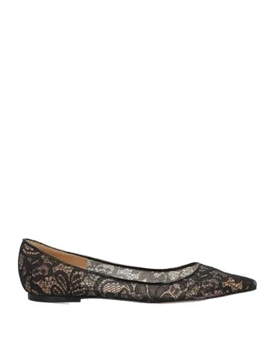 Jimmy Choo Woman Ballet Flats Black Size 5 Textile Fibers, Soft Leather