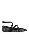 Jimmy Choo Pointed Toe Studded Leather Ballerinas In Black