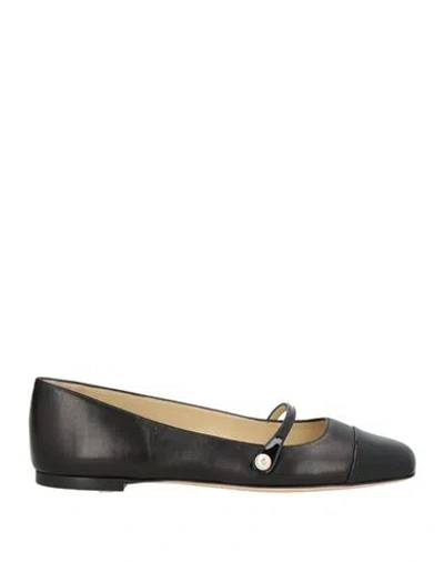 JIMMY CHOO JIMMY CHOO WOMAN BALLET FLATS BLACK SIZE 8 LEATHER