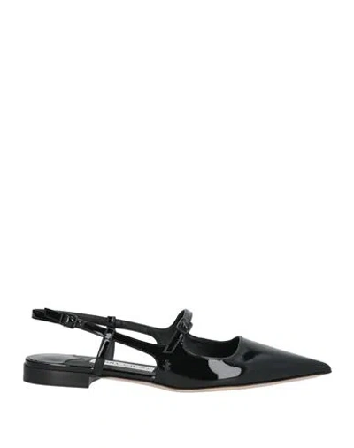 JIMMY CHOO JIMMY CHOO WOMAN BALLET FLATS BLACK SIZE 8 LEATHER